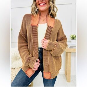 Cozy Brown Sweater with Orange Accents